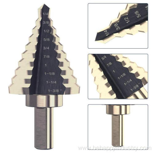 5PCS Titanium Coated Step Drill Bit